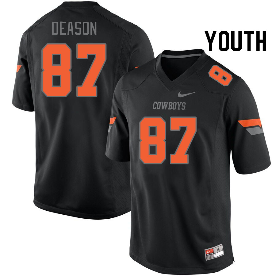 Youth #87 Jaxon Deason Oklahoma State Cowboys College Football Jerseys Stitched-Black - Click Image to Close